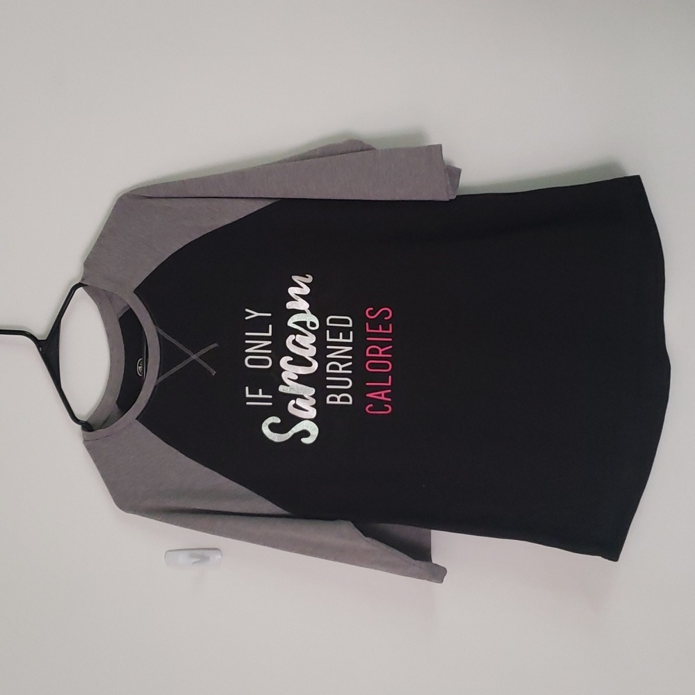 Graphic Tee, XL black with contrast sleeves. New, no tags.